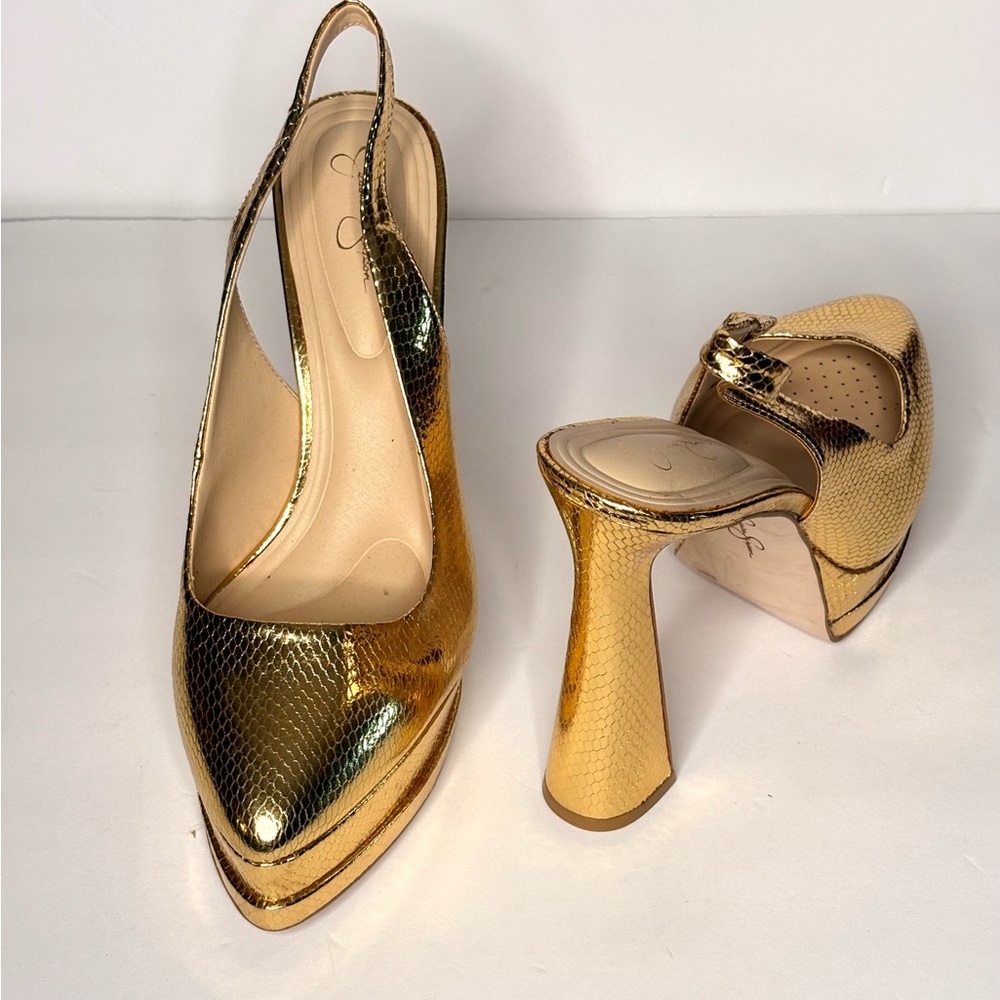 Gold Slingback Heels